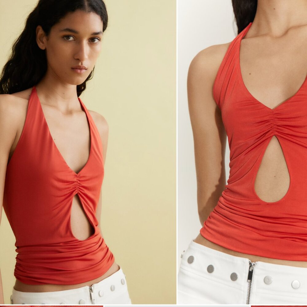 Siedrés x Mango Halter-neck top with slit